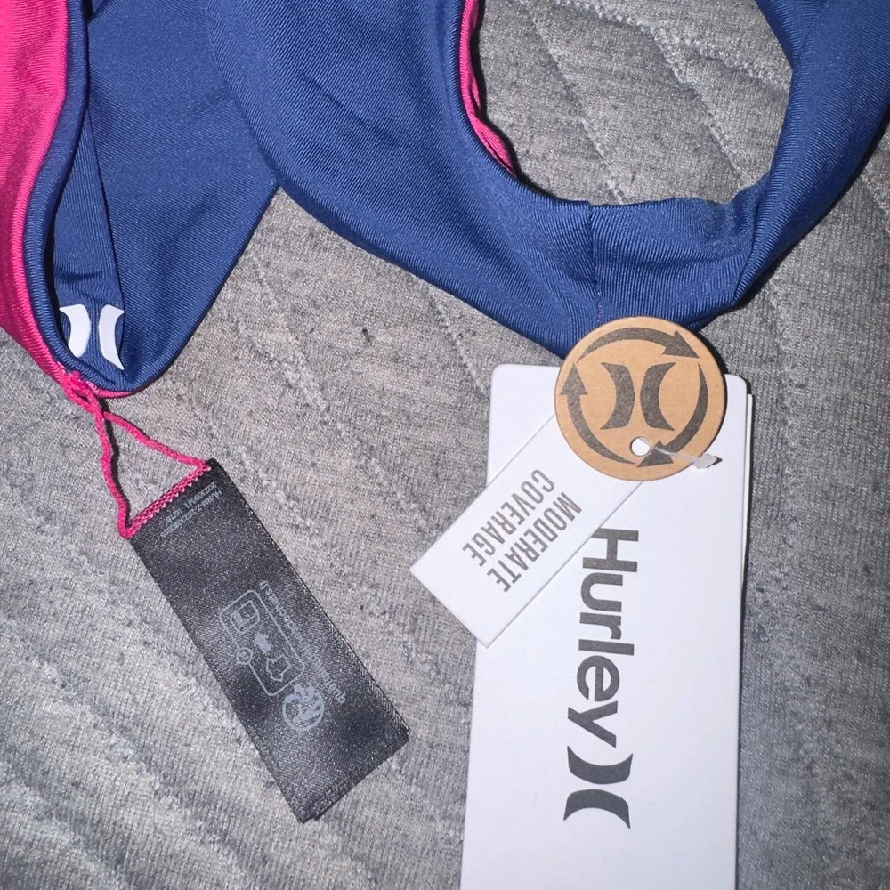 Hurley Blue and Pink Reversible Bikini Swim Bottom NWT XL